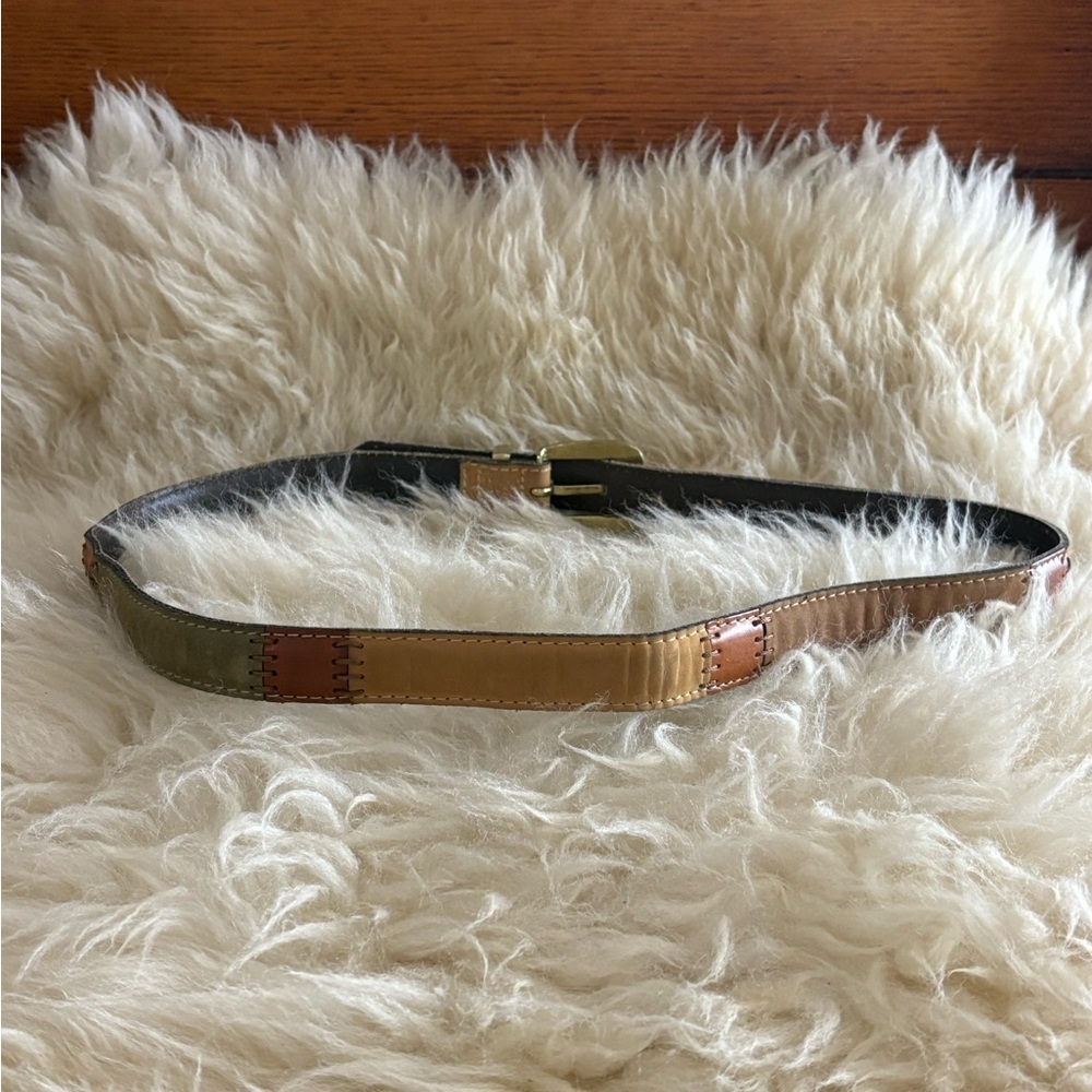 Multicolor Patchwork Leather Belt - image 3